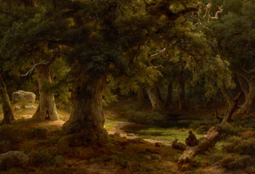 Oak Forest with a Resting Hunter