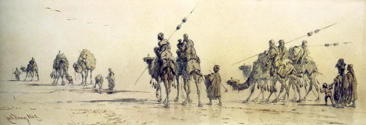 A Caravan of Bedouin Approaching a Well in the Desert, 1868