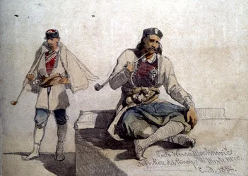 Study of Two Figures, Both Smoking Pipes