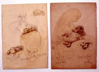 Two studies of a mother and child