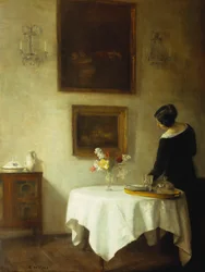 A Woman by a Dining Table