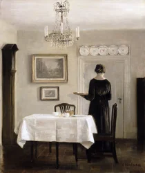 Interior with Lady Carrying Tray