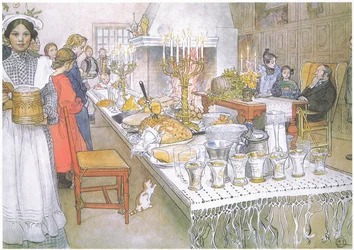 On Christmas Eve, the Huge Long Table in the Big Hall is Absolutely Covered with the Food