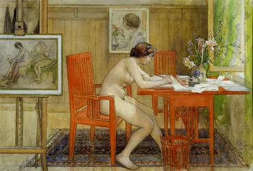 The Model Writing a Postcard