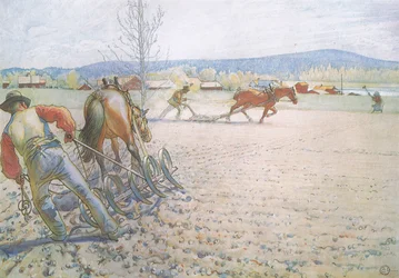 The Two Men with Their Harrows Worked Methodically To and Fro
