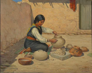 Hopi Woman Making Pottery
