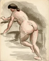 Female Nude Leaning on Left Knee