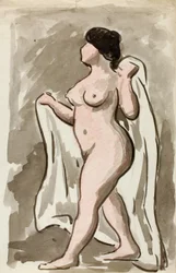 Standing Female Nude with Drape