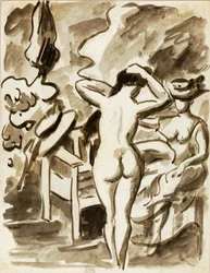 Two Female Figures in Garden