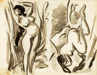 Two Female Nudes, Reclining