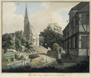 Parsonage and Church in Gronau in the Year 1814