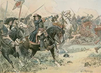 Frederick William, the Great Elector (1620-1688), at the Battle of Ferhbellin in 1675