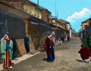 Street life in Tokyo, Honshu island, Kanto region, circa 1920