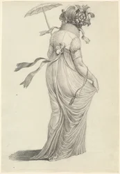 A Fashionable Young Woman Seen from Behind