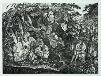 Lovers in a Grotto, Surrounded by Plants and Herbs