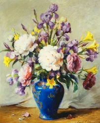 Still Life with Peonies and Iris