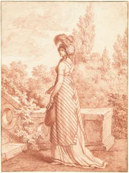 A Fashionable Woman Standing in a Park