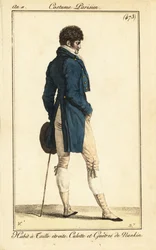 French dandy in tailcoat with narrow waist, Paris