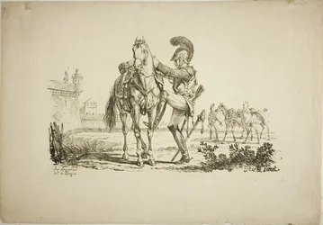Rifleman Mounting a Horse
