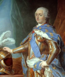 Detail of “Portrait en pied de Louis XV”. Painting by Carle Van Loo