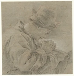 Draftsman at Work, Seen from the Side