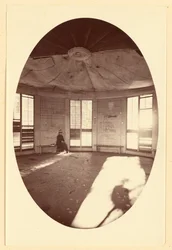 Interior of Pavilion, Built on Stump of a Tree, Mammoth Tree Grove, Calaveras Co., Cal.