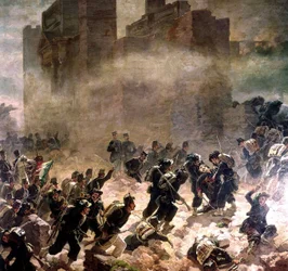 Breach in Pia gate in Rome at time of Risorgimento (unification of Italy) 1870