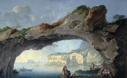 A Great Rock Arch with a view through to the Sea of Naples