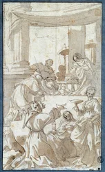 The Holy Family Adored by Saints