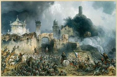 The Battle of Solferino between Austrian and Franco-Piedmontese Troops