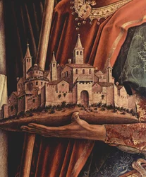 Altar Triptych, Right Panel: Saint Peter Martyr and Saint Venetianus of Camerino, (detail)