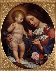 The Virgin with the Lily. Painting by Carlo Dolci (1616-1686), 1642. H. 0.79 x 0.65 m, Montpellier, Musée Fabre
