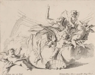 Wealth, represented by a woman seated on clouds and surrounded by putti, 1725-75