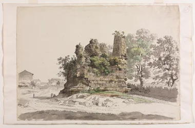 The So-Called Sepulcher of the Curiatii Brothers at Albano, with the Church of the Madonna della Stella in the distance at left