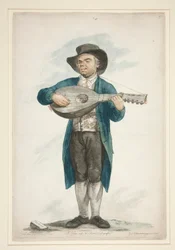 Claudi, the Blind Lute Player and Singer. From the series of twelve Florentine Street Characters.