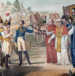 Pope Pius VII was arrested on his return to Italy by the Austro-Neapolitan army near Parma on March 25, 1814