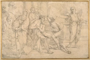 Tobias healing the blindness of Tobit with the gall of the fish