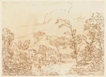 A Village at a Brook in Mountainous Country