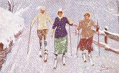 Three Skiers in a Snowstorm