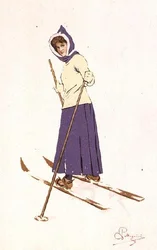 Woman Turning on Skis