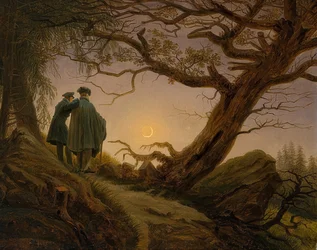 Two Men Contemplating the Moon. Around 1825-30