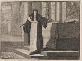 Non Places a Key on an Altar Before an Image of Mary