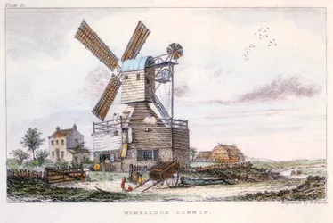Post mill, Wimbledon Common, near London, c1840