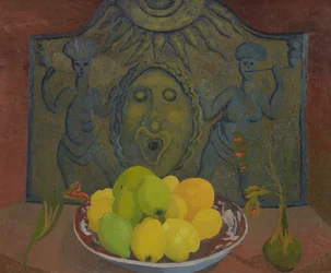 Still life before Sussex fireback