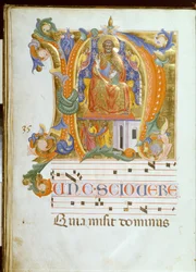 Initial N with Saint Peter Enthroned and the Liberation of Saint Peter