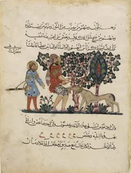 Greek Physician Erasistratos with an Assistant, Folio from an Arabic Translation of the Materia Medica by Dioscorides, 1224