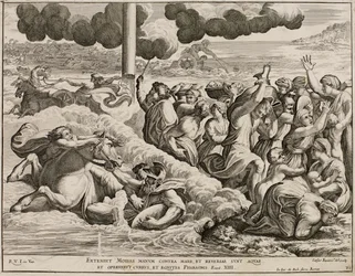 The Israelites crossing of the Red Sea after fresco by Raphael