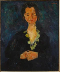 Portrait of a Woman with a Blue Background