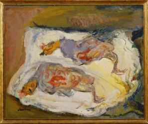 Two Chickens on White Cloth
