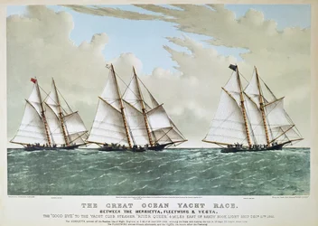 Great Ocean Yacht Race of 1866 between the Henrietta, Vesta & Fleetwing, published by Currier & Ives
